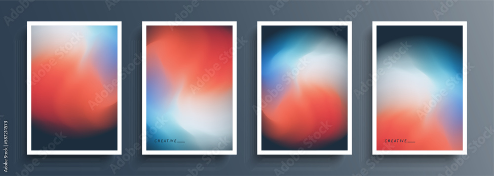 Fototapete set of blurred backgrounds with soft color gradient defocused round shapes. abstract graphic templat