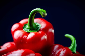 Pile of red peppers against a dark background
