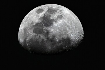 Highly detailed shot of the Moon against a black background.