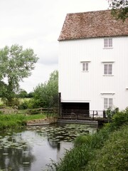 Vertical shot of the Lode mill and the sluice in East Cambridgeshire, England