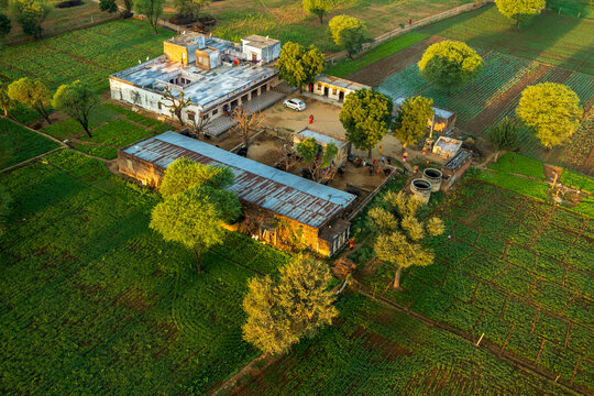 Panorama dall'alto paesaggi rurali India