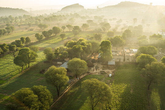 Panorama dall'alto paesaggi rurali India