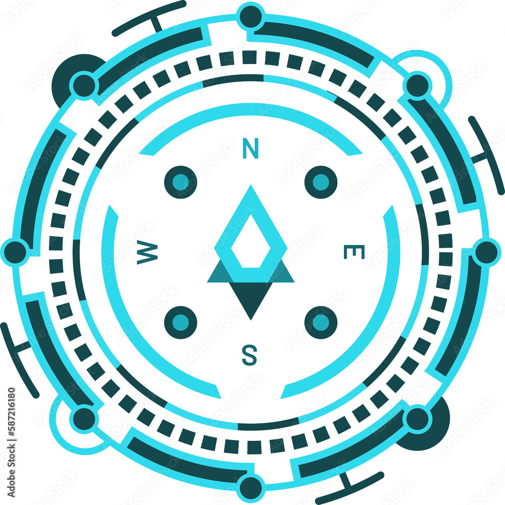 Aufkleber hud compass digital screen, futuristic game ui