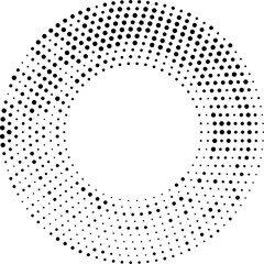 Halftone circle frame, black dots pattern border