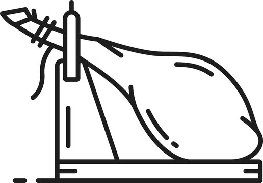 Jamon serrano on board isolated outline icon
