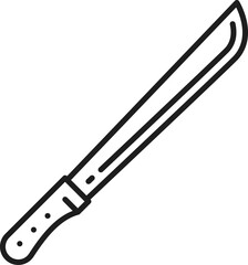 Cuban machete outline icon of vector cane knife