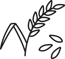 Cuban rice plant with grains outline icon