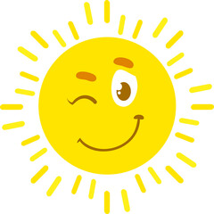 Cartoon sun character, cute personage twink eye