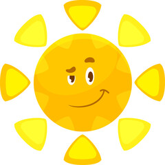 Cartoon sun character with grin face, personage