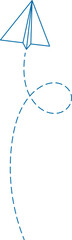 Paper plane fly in air, aeroplane dotted line sign