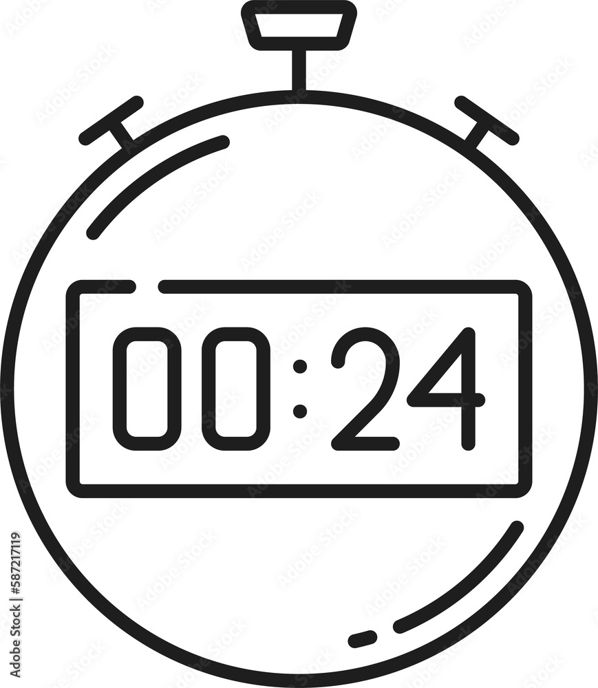 Poster Clock timer outline icon, isolated alarm stopwatch