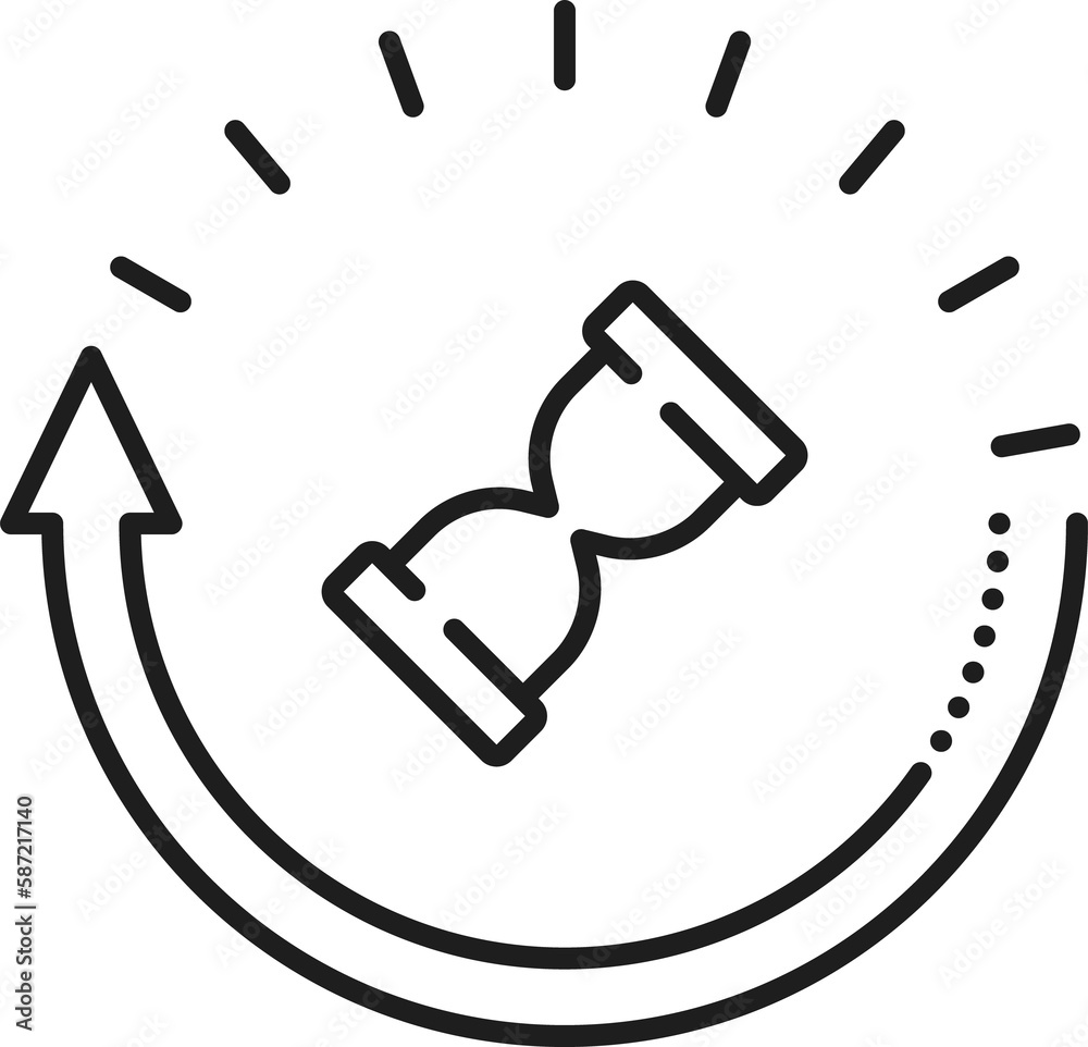 Poster rotating sand watch, timer clock outline icon