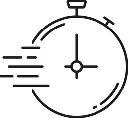 Clock timer outline icon, isolated alarm stopwatch