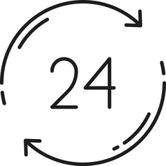 24 hours delivery service icon. Outline timer