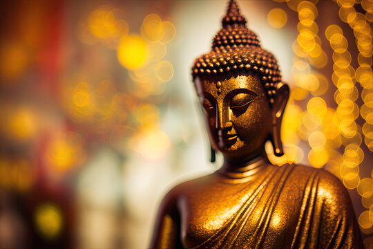 Leasure and relaxation meditation concept with buddha golden figurine in spa AI generated
