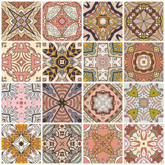 Seamless geometric pattern set in arabic style. Stylish graphic background. Repeating texture for wallpaper, card, invitation, banner, fabric print. Colorful ethnic ornament, fashion collection