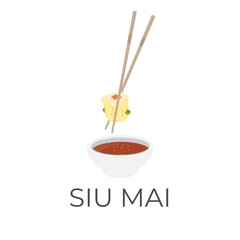 Logo Illustration of Dumpling Shumai siu mai siomai Eaten With Sauce
