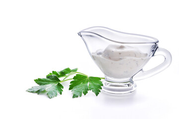 sauce in a transparent container