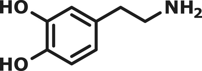 Dopamine human hormone molecule chemical structure