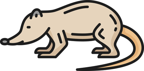 Cuban solenodon isolated color outline icon