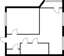 Obraz premium Apartment floor plan, rooms and balcony blueprint