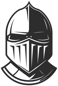 Knight warrior helmet, heraldry armor with visor