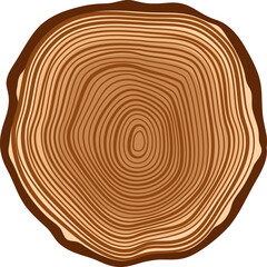 Saw cut tree trunk, cartoon wood cut round split