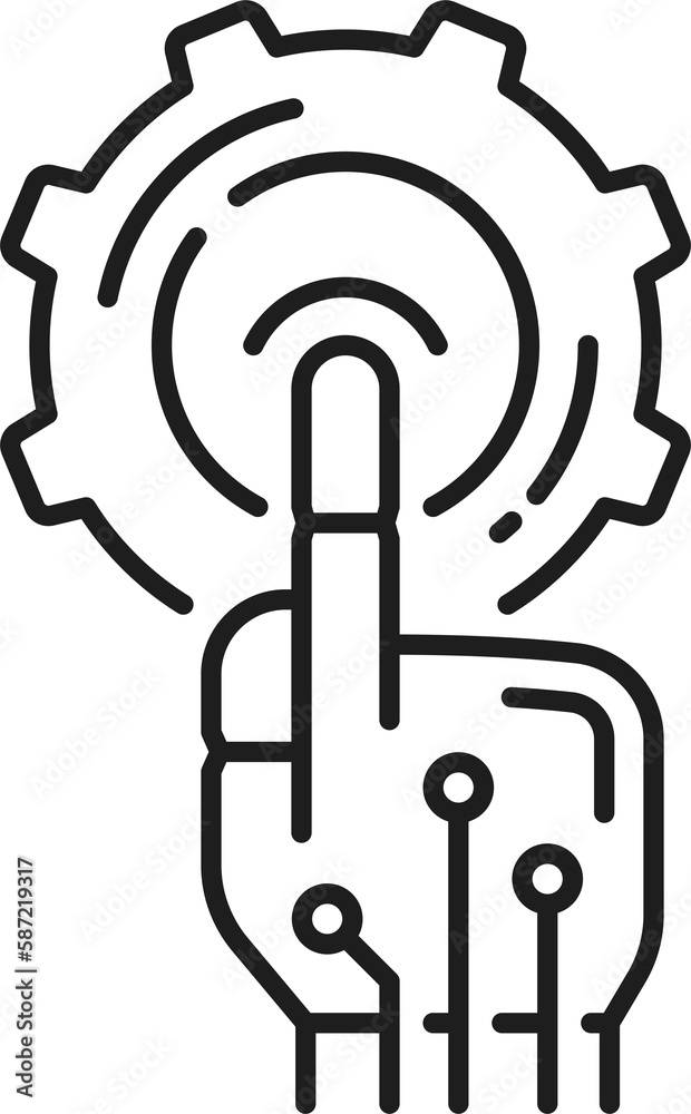 Fototapete automation software. robotic hand touching button