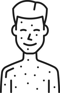 recommend clip art: Child boy with chicken pox, skin rash outline icon