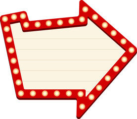 Arrow direction sign, retro lightbox template