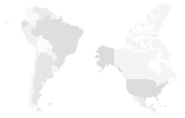America map dotted pattern (dot pattern) with countries highlighted. America map illustration. American Map.