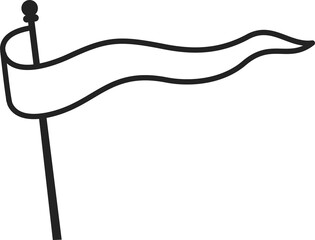 White pennant on handle, waving medieval flag icon