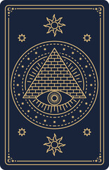 Horus eye, Egyptian pyramid, providence tarot card