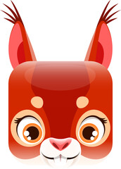 Cartoon squirrel kawaii square animal face icon