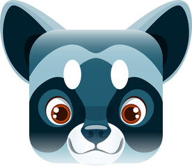 Raccoon cartoon kawaii square animal face portrait