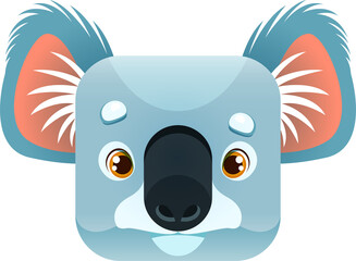 Cartoon koala kawaii square animal face, icon