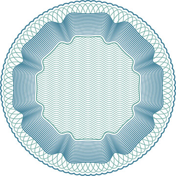 Blue frame ornament of guilloche border, watermark