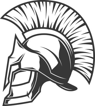 Spartan helmet silhouette, greek warrior gladiator