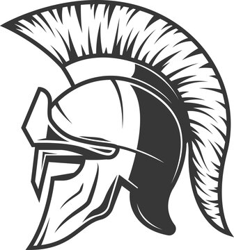 Spartan helmet, warrior gladiator or Roman soldier
