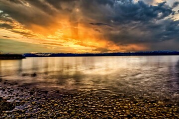 sunset over the river