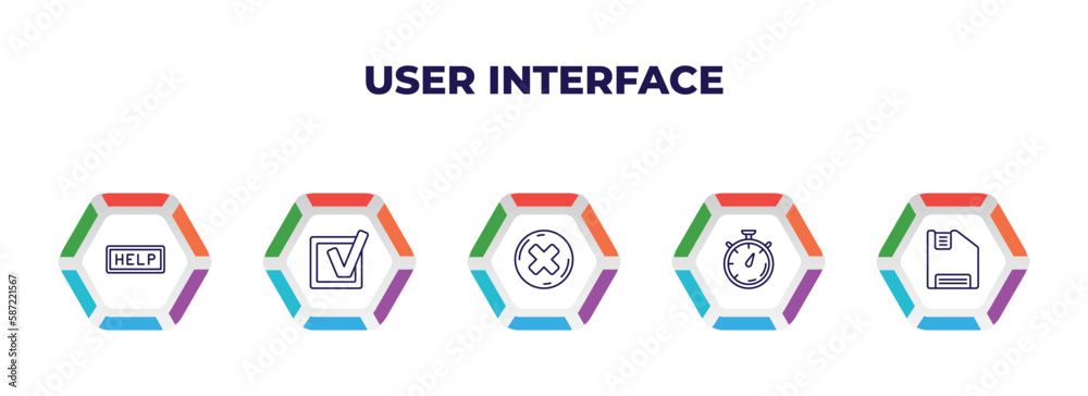 Poster editable outline icons with infographic template. infographic for user interface concept. included h