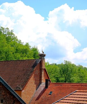 Storchennest auf Geb&auml;ude