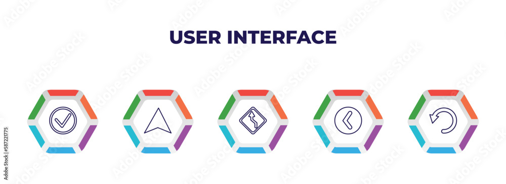 Poster editable outline icons with infographic template. infographic for user interface concept. included r