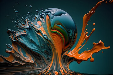 Fototapeta na wymiar Abstract vintage colored splash in fluid art style. Generated AI