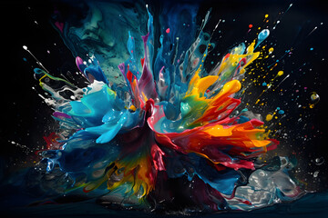 Obraz premium Bright colorful abstract splash in fluid art style. Generated AI