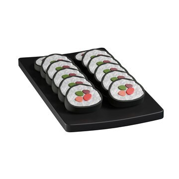 Korean culture 3d kimbab isolated on white background