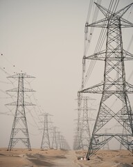 Power towers on a gloomy day