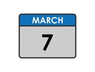 7th march calendar icon. march 7 calendar Date Month icon vector illustrator. vector illustrator.