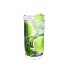 Caipirinha cocktail on white background. 3d rendering