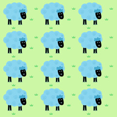 CUTE COLORFUL SHEEPS PATTERN, TEXTURE, BACKGROUND VECTOR